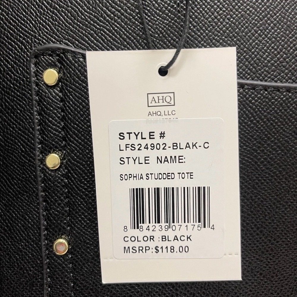 London Fog Black Studded Tote - Picture 5 of 5